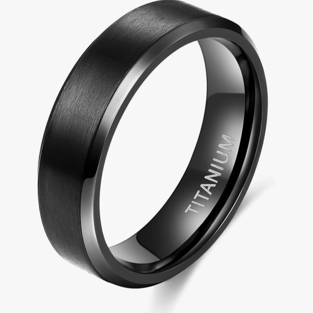 Black Titanium Men's Ring 6mm Size 8.5 J143